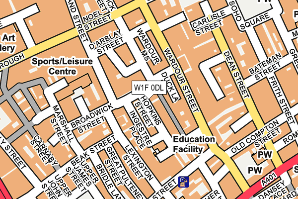 W1F 0DL map - OS OpenMap – Local (Ordnance Survey)