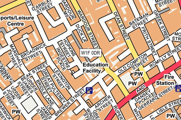 W1F 0DR map - OS OpenMap – Local (Ordnance Survey)