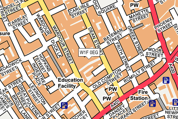W1F 0EG map - OS OpenMap – Local (Ordnance Survey)