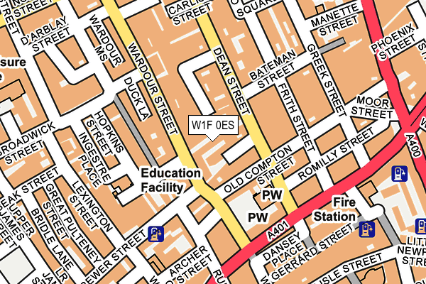 W1F 0ES map - OS OpenMap – Local (Ordnance Survey)