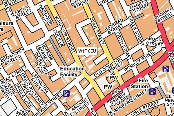 W1F 0EU map - OS OpenMap – Local (Ordnance Survey)
