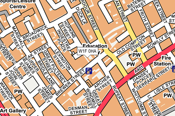 W1F 0HA map - OS OpenMap – Local (Ordnance Survey)