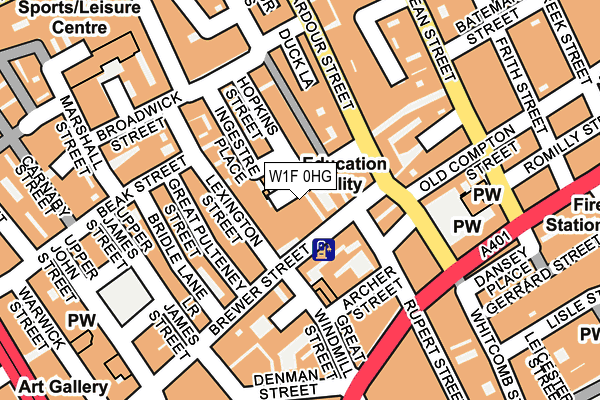 W1F 0HG map - OS OpenMap – Local (Ordnance Survey)