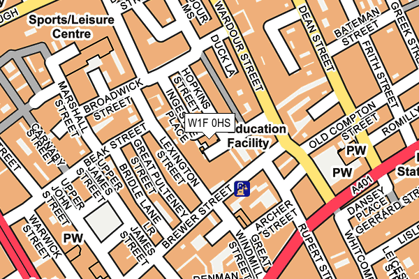 W1F 0HS map - OS OpenMap – Local (Ordnance Survey)