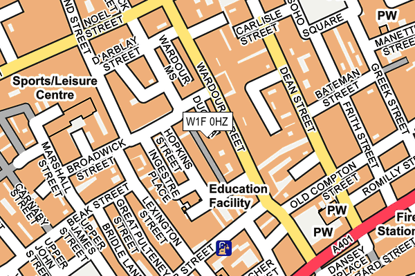 W1F 0HZ map - OS OpenMap – Local (Ordnance Survey)