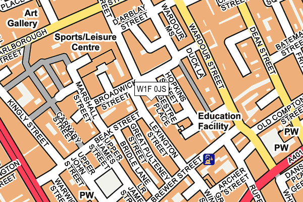 W1F 0JS map - OS OpenMap – Local (Ordnance Survey)