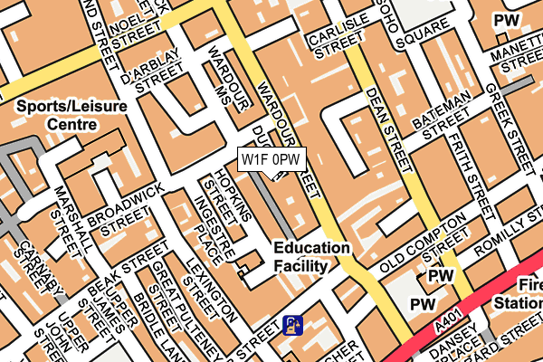 W1F 0PW map - OS OpenMap – Local (Ordnance Survey)