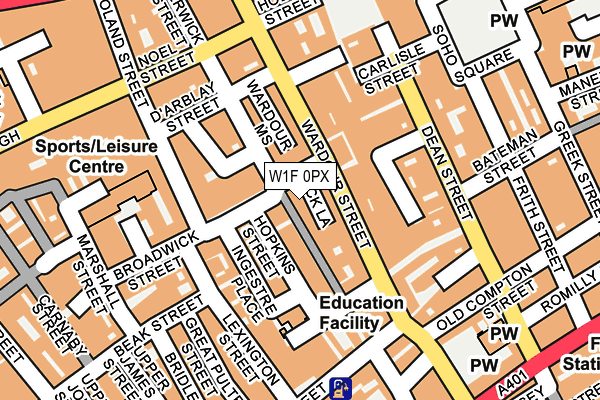 W1F 0PX map - OS OpenMap – Local (Ordnance Survey)