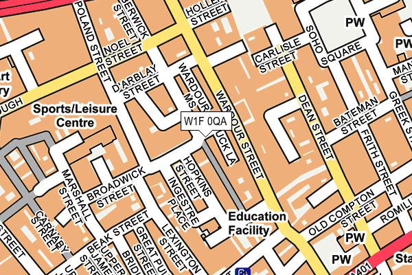 W1F 0QA map - OS OpenMap – Local (Ordnance Survey)