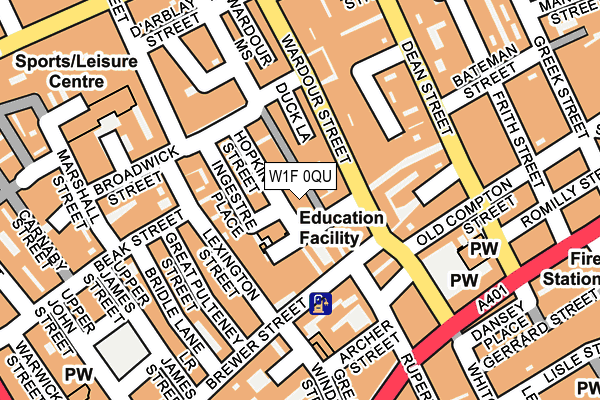 W1F 0QU map - OS OpenMap – Local (Ordnance Survey)