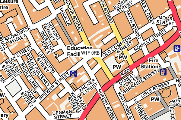 W1F 0RB map - OS OpenMap – Local (Ordnance Survey)