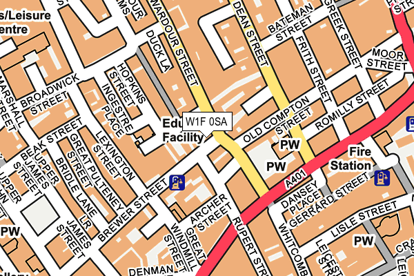 W1F 0SA map - OS OpenMap – Local (Ordnance Survey)