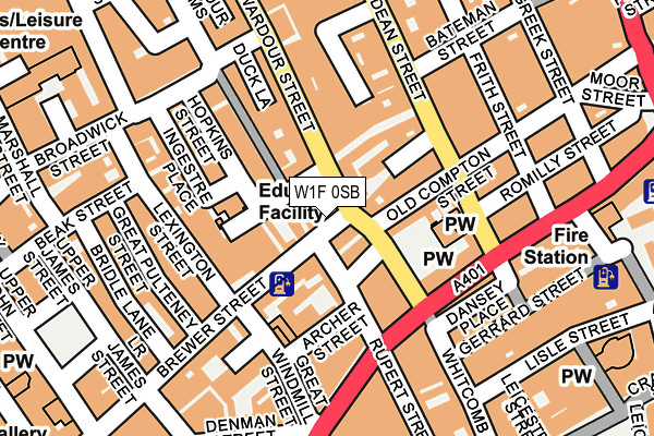 W1F 0SB map - OS OpenMap – Local (Ordnance Survey)