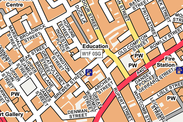 W1F 0SG map - OS OpenMap – Local (Ordnance Survey)