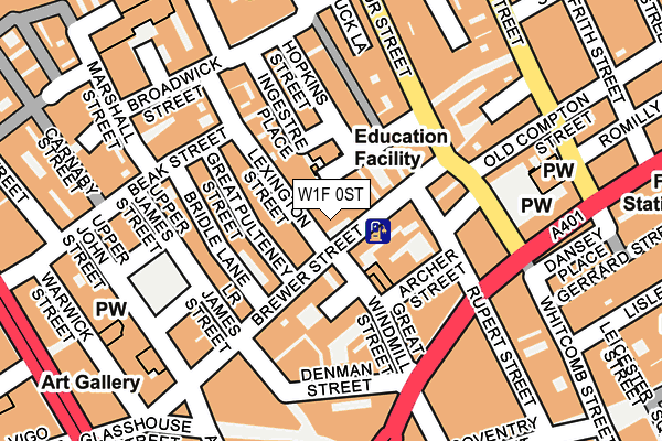 W1F 0ST map - OS OpenMap – Local (Ordnance Survey)