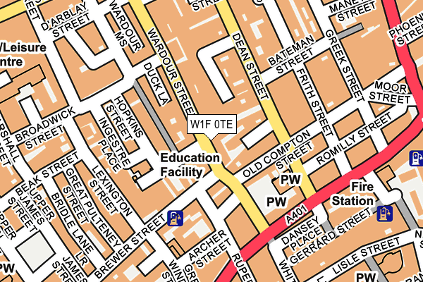 W1F 0TE map - OS OpenMap – Local (Ordnance Survey)