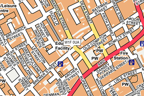 W1F 0UA map - OS OpenMap – Local (Ordnance Survey)