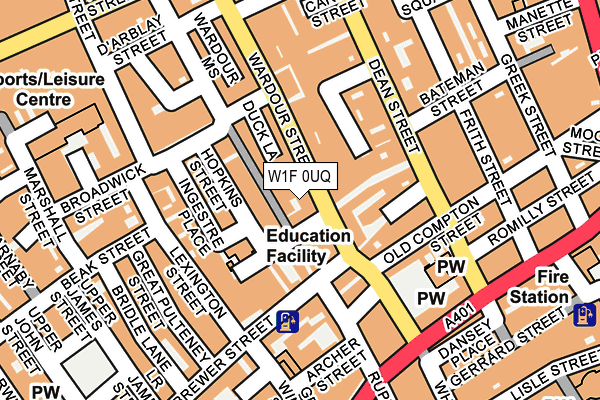 W1F 0UQ map - OS OpenMap – Local (Ordnance Survey)
