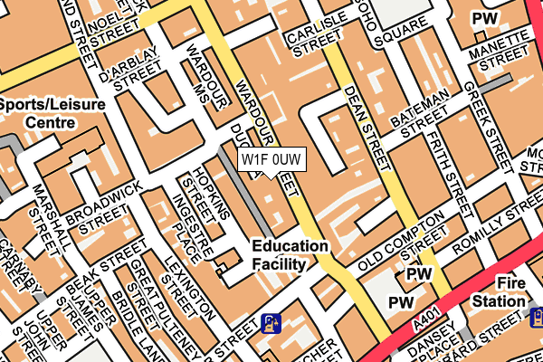 W1F 0UW map - OS OpenMap – Local (Ordnance Survey)