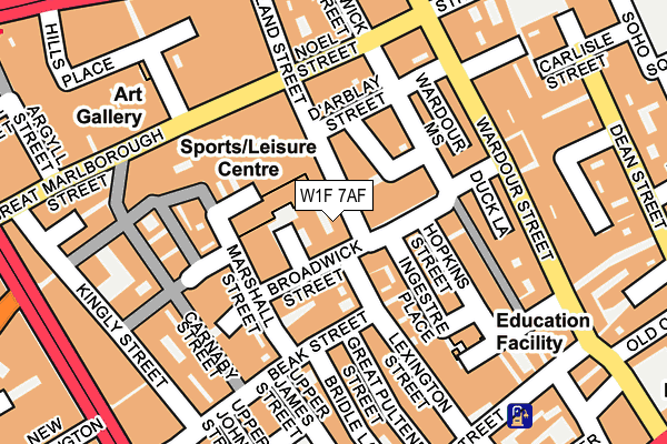 W1F 7AF map - OS OpenMap – Local (Ordnance Survey)