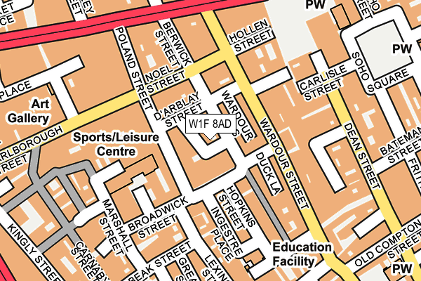 W1F 8AD map - OS OpenMap – Local (Ordnance Survey)