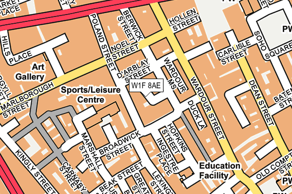 W1F 8AE map - OS OpenMap – Local (Ordnance Survey)