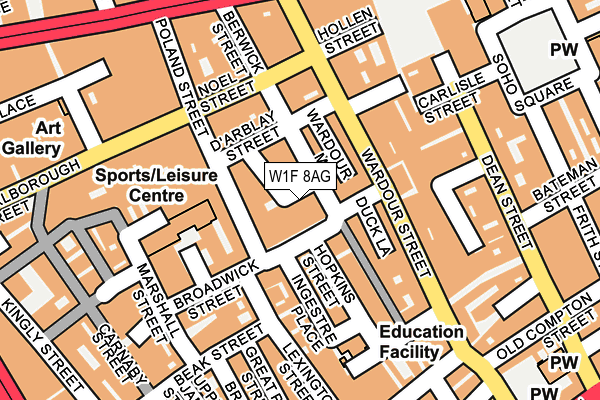 W1F 8AG map - OS OpenMap – Local (Ordnance Survey)