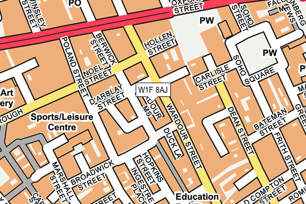 W1F 8AJ map - OS OpenMap – Local (Ordnance Survey)