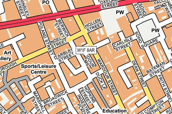 W1F 8AR map - OS OpenMap – Local (Ordnance Survey)