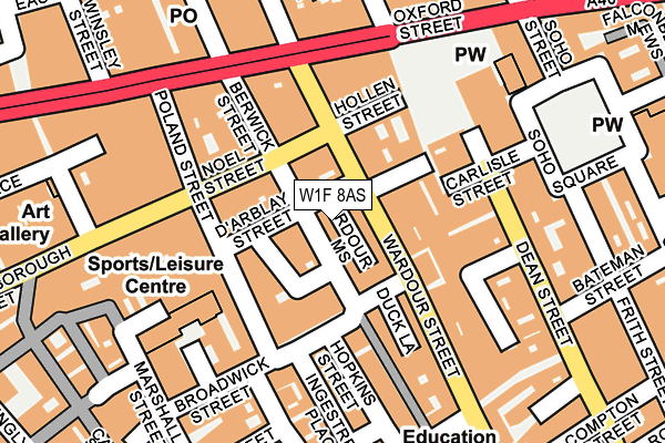 W1F 8AS map - OS OpenMap – Local (Ordnance Survey)