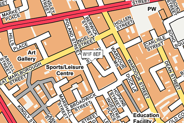 W1F 8EF map - OS OpenMap – Local (Ordnance Survey)