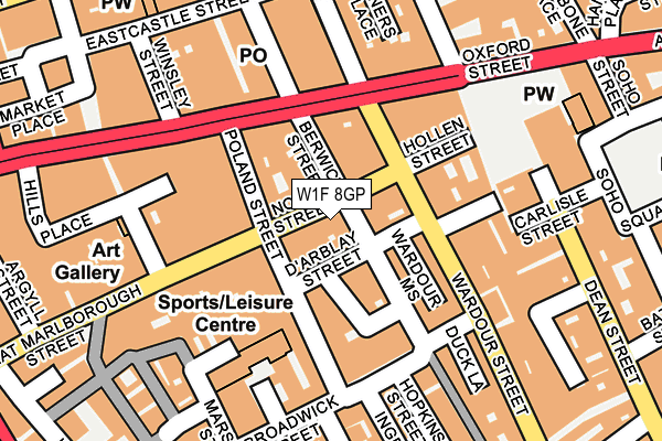 W1F 8GP map - OS OpenMap – Local (Ordnance Survey)