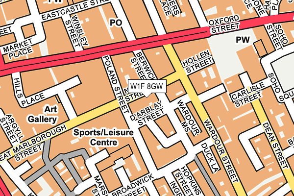 W1F 8GW map - OS OpenMap – Local (Ordnance Survey)