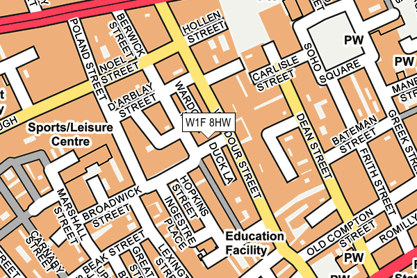 W1F 8HW map - OS OpenMap – Local (Ordnance Survey)