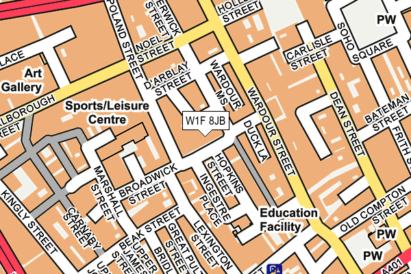 W1F 8JB map - OS OpenMap – Local (Ordnance Survey)