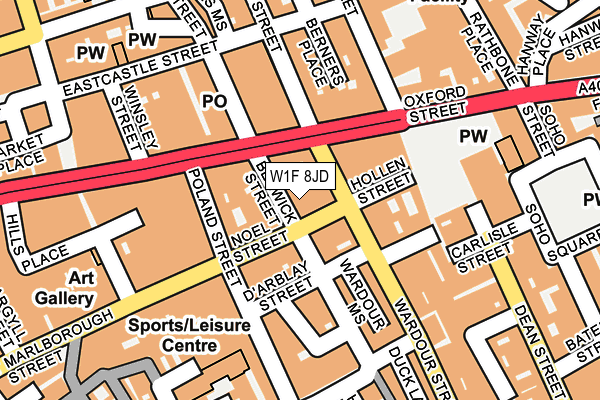 W1F 8JD map - OS OpenMap – Local (Ordnance Survey)