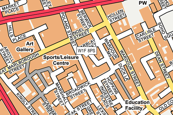 W1F 8PS map - OS OpenMap – Local (Ordnance Survey)