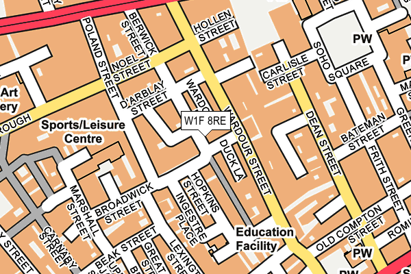 W1F 8RE map - OS OpenMap – Local (Ordnance Survey)