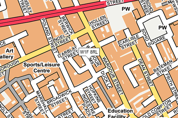 W1F 8RL map - OS OpenMap – Local (Ordnance Survey)