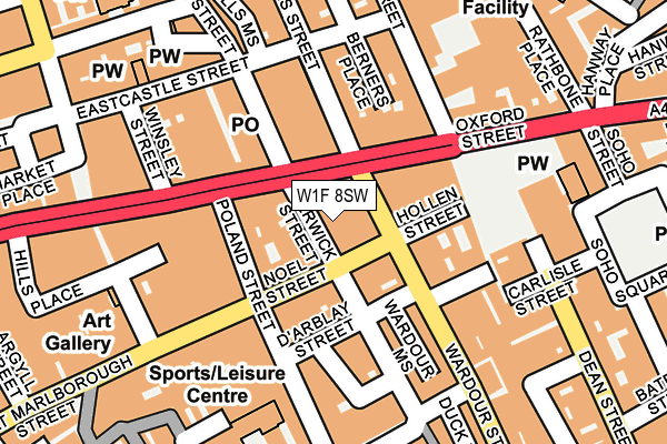 W1F 8SW map - OS OpenMap – Local (Ordnance Survey)
