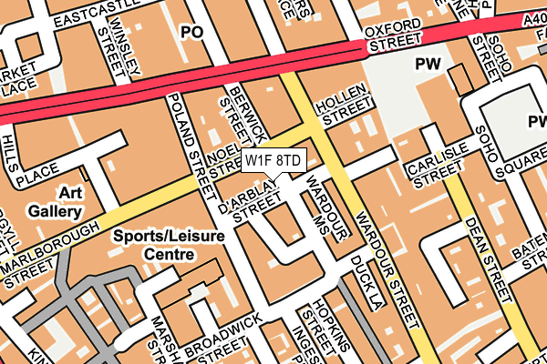 W1F 8TD map - OS OpenMap – Local (Ordnance Survey)