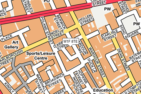 W1F 8TE map - OS OpenMap – Local (Ordnance Survey)
