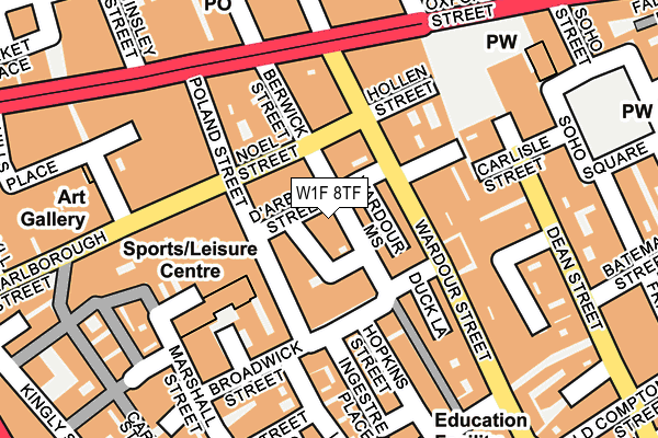 W1F 8TF map - OS OpenMap – Local (Ordnance Survey)