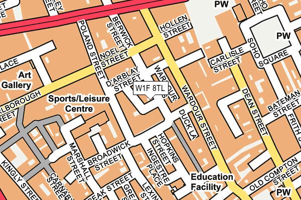 W1F 8TL map - OS OpenMap – Local (Ordnance Survey)