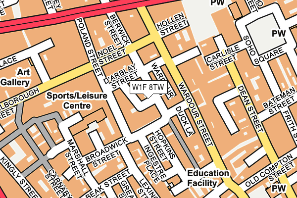 W1F 8TW map - OS OpenMap – Local (Ordnance Survey)