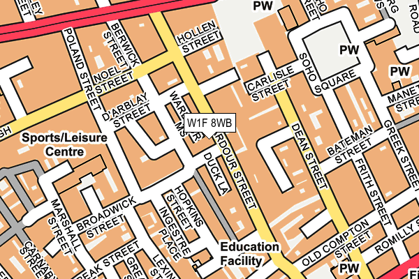 W1F 8WB map - OS OpenMap – Local (Ordnance Survey)