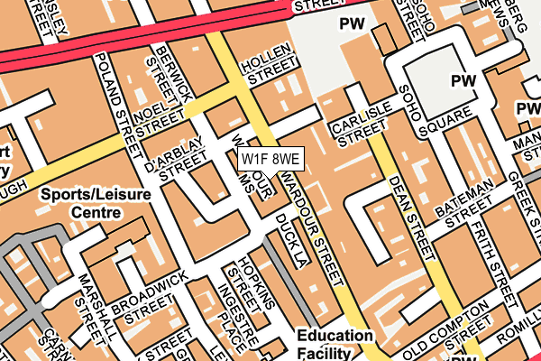 W1F 8WE map - OS OpenMap – Local (Ordnance Survey)