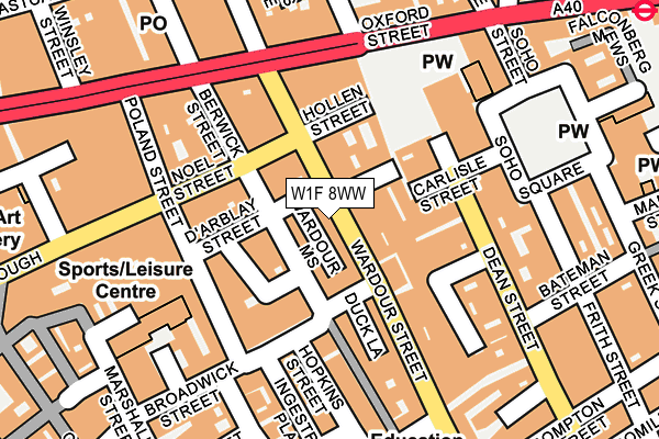 W1F 8WW map - OS OpenMap – Local (Ordnance Survey)