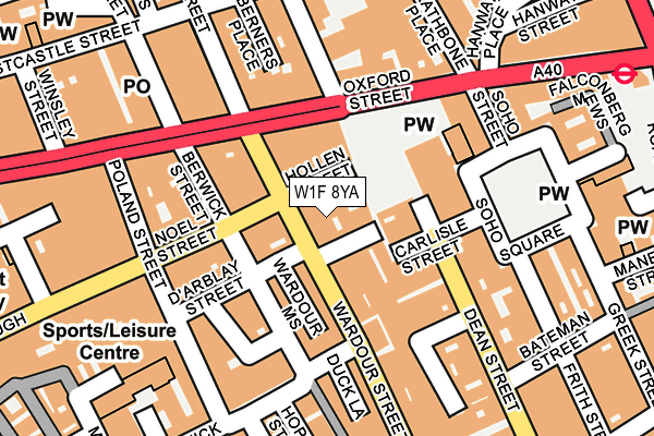 W1F 8YA map - OS OpenMap – Local (Ordnance Survey)