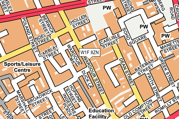 W1F 8ZN map - OS OpenMap – Local (Ordnance Survey)